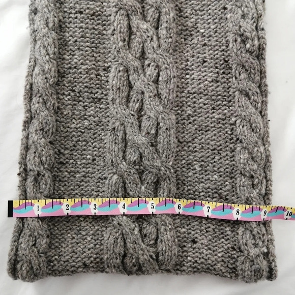 Billy Reid 100% Wool Cable Knit Gray Speckled Chunky Infinity Scarf - Picture 11 of 13